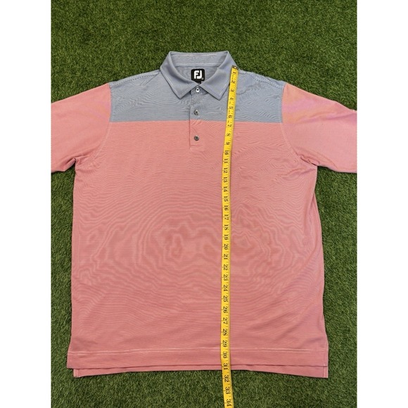 Footjoy Polo Shirt Mens XL Red Blue Striped Golf Stretch Casual Preppy FJ - Picture 9 of 13